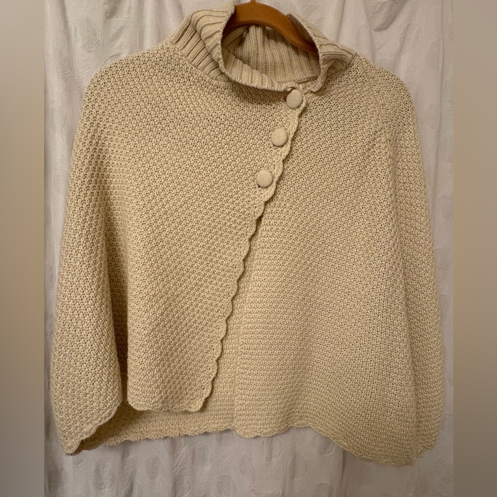Crochet cape with button neck, Size small/medium,
